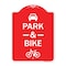 Signmission Park & Ride With Bicycle Graphic, Red & White Aluminum Architectural Sign, 18" x 24", RW-1824-23499 A-DES-RW-1824-23499 - alternate 1